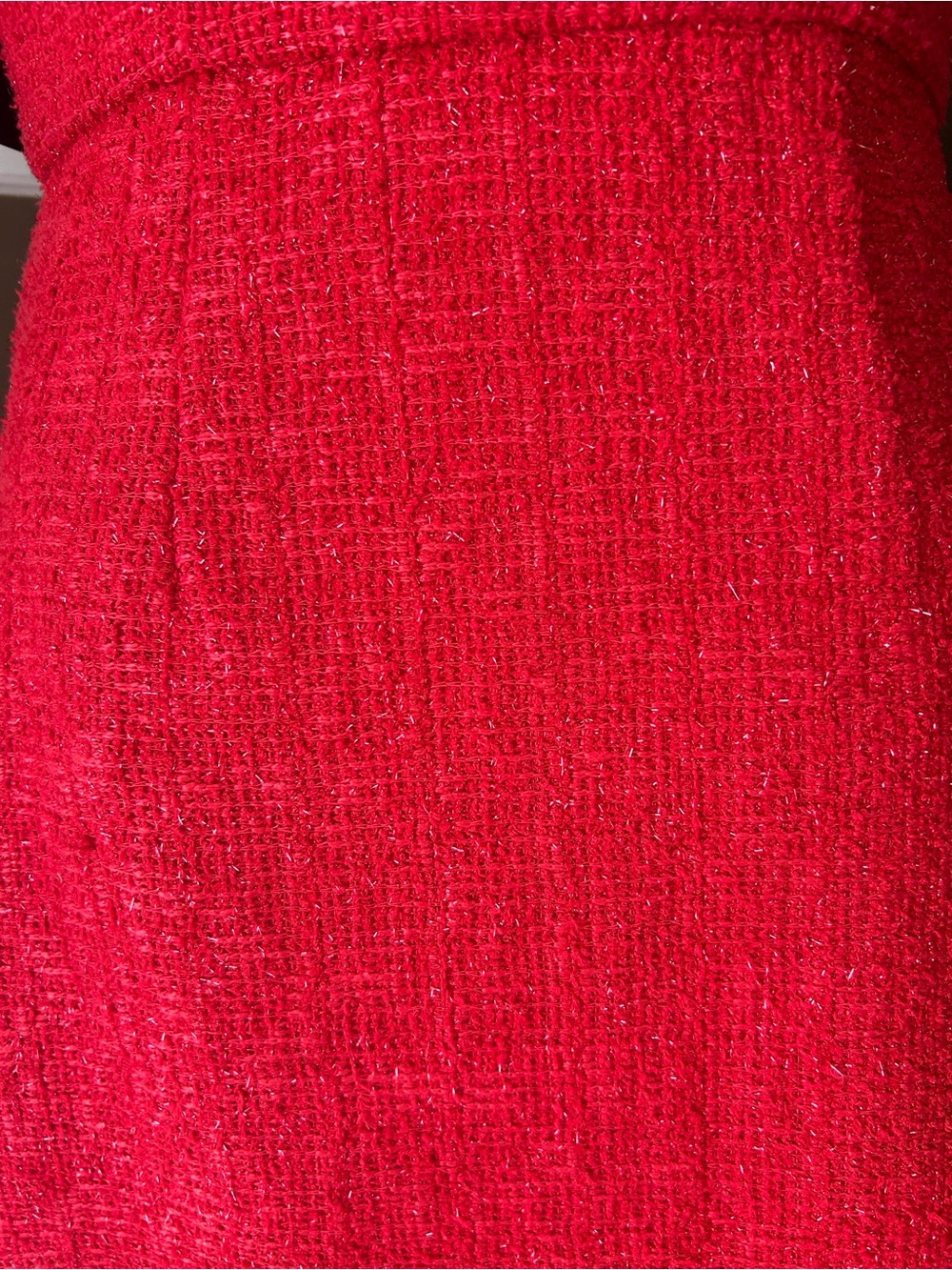 Taylor cherry Red shimmer Tweed Sleeveless rhinestone button cocktail dress. - Picture 8 of 13